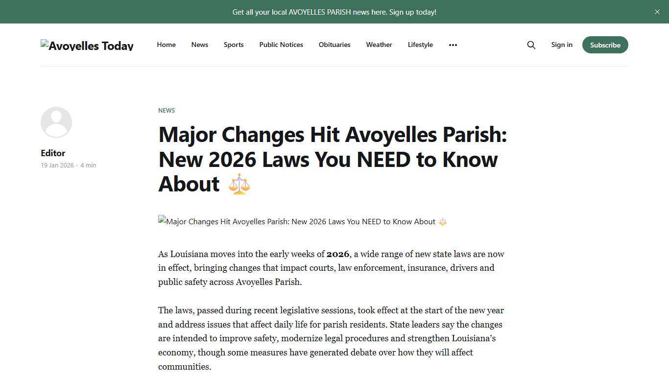 Major Changes Hit Avoyelles Parish: New 2026 Laws You NEED to Know About ⚖️